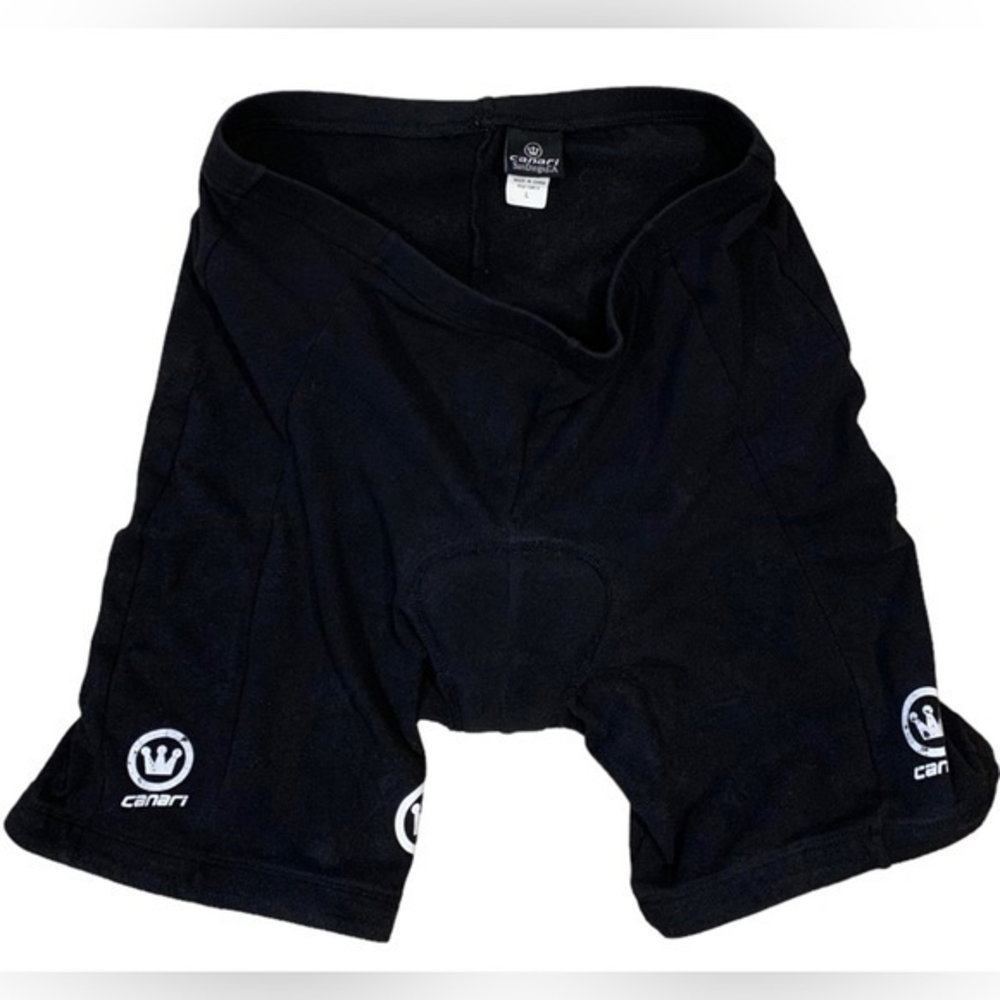 Canari Shorts Womens Large Black Cycling‎ Padded Compression Stretch